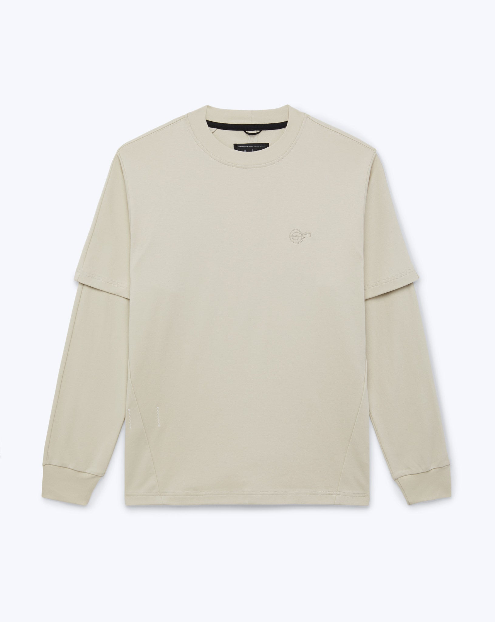 Two Layer Mockneck T-Shirt, Bone