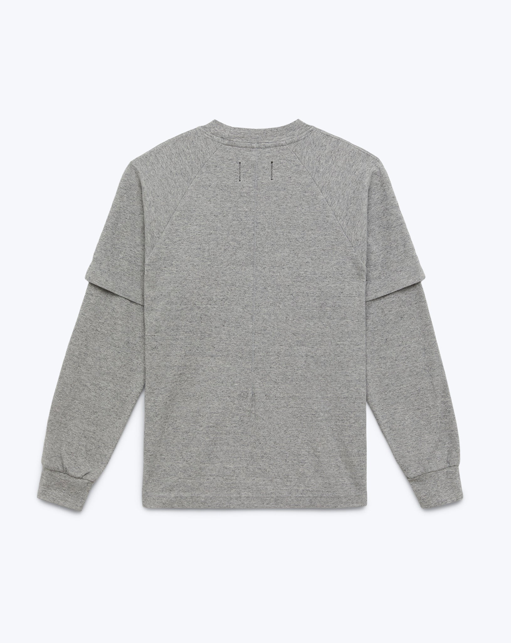 Two Layer Mockneck T-Shirt, Marled Grey