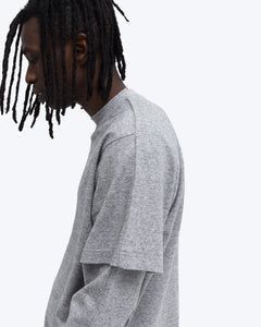 Two Layer Mockneck T-Shirt, Marled Grey