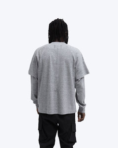 Two Layer Mockneck T-Shirt, Marled Grey