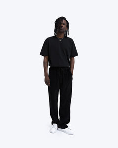 Velour Knit Track Pant, Black